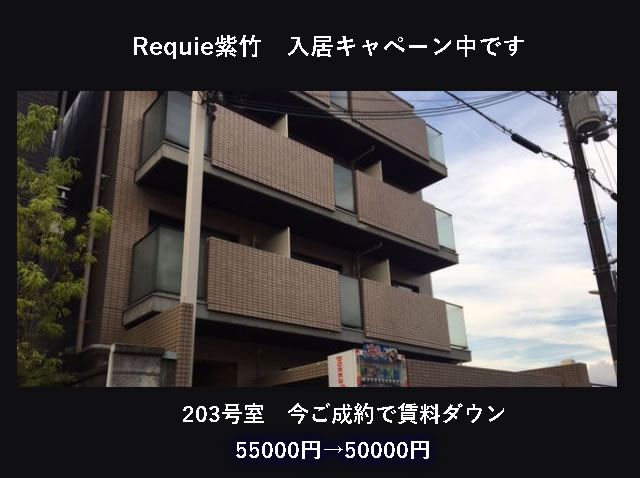 レクイエ紫竹　203号室　入居キャンペーン中です